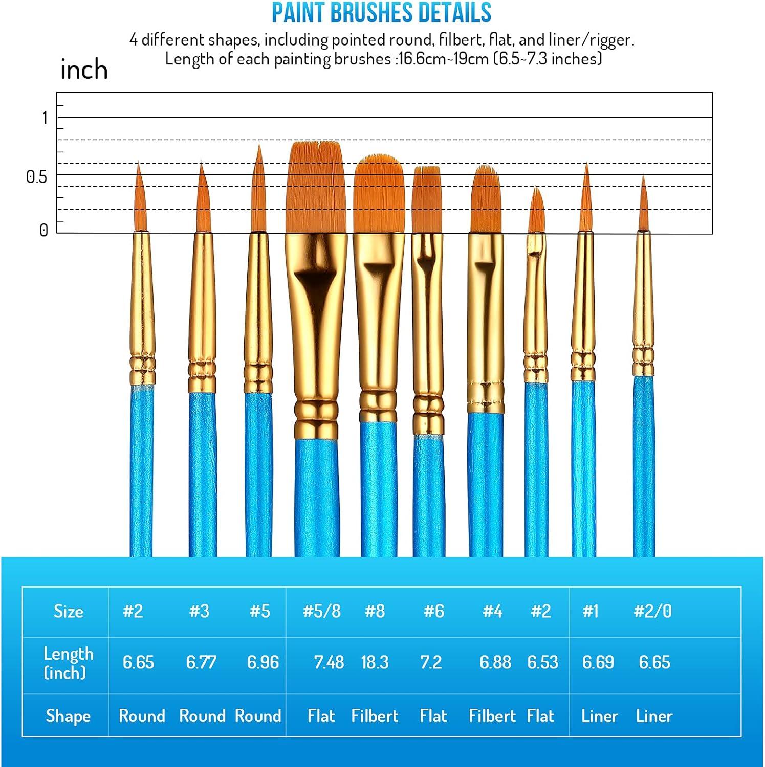 imageSooez 30Pcs Art Paint Brushes Set Round Pointed Tip Nylon Hair Art Brushes for Acrylic Oil Watercolor 10 Different Sizes for Body Nail Face Painting Adult Kids Drawing Arts Crafts Supplies