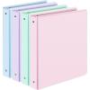 image4 Pack Extra Durable 3 Ring Binders 1 Inch Sooez 1 Three Round Ring Binders Clear Customizable View Cover for Letter Size 85 x 11 Papers Teacher Must Have School Office ampamp Home SuppliesPastel