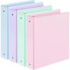 image4 Pack Extra Durable 3 Ring Binders 1 Inch Sooez 1 Three Round Ring Binders Clear Customizable View Cover for Letter Size 85 x 11 Papers Teacher Must Have School Office ampamp Home SuppliesPastel
