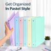 image6 Pack 3 Ring Extra Durable Binders 1 inch Sooez 1 Three Round Ring Binders with Pockets Cute Customizable Clear View Cover for 85 x 11 Letter Size Papers Pastel School Office Supplies for GirlPastel