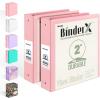 imageBinderX 4 Pack Extra Durable 3 Ring Binder Round Rings 1 Inch Binder Fits 175 Sheets of 85x11 Paper Customizable View Cover with Inside Pockets Cute 1quot Binders 1 Inch Binders 3 RingPink