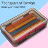 imageSooez 1 Pack Clear Pencil Box Large Plastic Pencil Case Crayon Box Colored Hard Pencil Case Organizer Maker Organizer with Lid Small Art Craft Storage Containers Pen Box for for Boys School BlueDark Gray