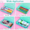 imageSooez 1 Pack Clear Pencil Box Large Plastic Pencil Case Crayon Box Colored Hard Pencil Case Organizer Maker Organizer with Lid Small Art Craft Storage Containers Pen Box for for Boys School BlueTurquoise