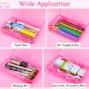 imageSooez 1 Pack Clear Pencil Box Large Plastic Pencil Case Crayon Box Colored Hard Pencil Case Organizer Maker Organizer with Lid Small Art Craft Storage Containers Pen Box for for Boys School BluePink