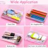 imageSooez 1 Pack Clear Pencil Box Large Plastic Pencil Case Crayon Box Colored Hard Pencil Case Organizer Maker Organizer with Lid Small Art Craft Storage Containers Pen Box for for Boys School BlueClear