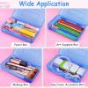 imageSooez 1 Pack Clear Pencil Box Large Plastic Pencil Case Crayon Box Colored Hard Pencil Case Organizer Maker Organizer with Lid Small Art Craft Storage Containers Pen Box for for Boys School BlueANavy blue