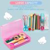 imageSooez 1 Pack Clear Pencil Box Large Plastic Pencil Case Crayon Box Colored Hard Pencil Case Organizer Maker Organizer with Lid Small Art Craft Storage Containers Pen Box for for Boys School BluePurple