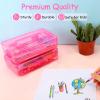 imageSooez 1 Pack Clear Pencil Box Large Plastic Pencil Case Crayon Box Colored Hard Pencil Case Organizer Maker Organizer with Lid Small Art Craft Storage Containers Pen Box for for Boys School BluePink