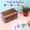 imageSooez 1 Pack Clear Pencil Box Large Plastic Pencil Case Crayon Box Colored Hard Pencil Case Organizer Maker Organizer with Lid Small Art Craft Storage Containers Pen Box for for Boys School BlueDark Gray