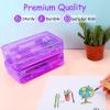 imageSooez 1 Pack Clear Pencil Box Large Plastic Pencil Case Crayon Box Colored Hard Pencil Case Organizer Maker Organizer with Lid Small Art Craft Storage Containers Pen Box for for Boys School BluePurple