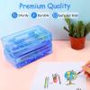 imageSooez 1 Pack Clear Pencil Box Large Plastic Pencil Case Crayon Box Colored Hard Pencil Case Organizer Maker Organizer with Lid Small Art Craft Storage Containers Pen Box for for Boys School BlueANavy blue