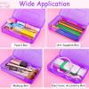 imageSooez 1 Pack Clear Pencil Box Large Plastic Pencil Case Crayon Box Colored Hard Pencil Case Organizer Maker Organizer with Lid Small Art Craft Storage Containers Pen Box for for Boys School BluePurple