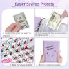 imageSooez 100 Envelopes Money Saving Challenge Savings Challenges Book with Envelopes ampamp Challenge Tracker Motivational Process to Save 5050 Money Saving Binder 100 Pocket PreNumbered PurpleBlack and Purple