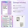 imageSooez 100 Envelopes Money Saving Challenge Savings Challenges Book with Envelopes ampamp Challenge Tracker Motivational Process to Save 5050 Money Saving Binder 100 Pocket PreNumbered PurpleBlack and Purple