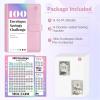 imageSooez 100 Envelopes Money Saving Challenge Savings Challenges Book with Envelopes ampamp Challenge Tracker Motivational Process to Save 5050 Money Saving Binder 100 Pocket PreNumbered PurplePink