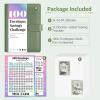 imageSooez 100 Envelopes Money Saving Challenge Savings Challenges Book with Envelopes ampamp Challenge Tracker Motivational Process to Save 5050 Money Saving Binder 100 Pocket PreNumbered PurpleOlivegreen
