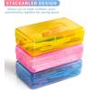 imageSooez 3 Pack Pencil Case Large Hard Pencil Box Bulk Clear Crayon Box Marker Pen Organizer Plastic Storage Container with Snap Lid Stackable Art Craft Organizer Back to School SuppliesTurquoise Dark gray Navy blue