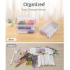imageSooez 6 Pack Extra Large Pencil Box Plastic Hard Pencil Case Crayon Box Bulk Clear Marker Organizer Plastic Containers with Lid Stackable Storage Boxes for Art Craft Back to School Supplies MultiBlue