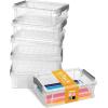 imageSooez 6 Pack Extra Large Pencil Box Plastic Hard Pencil Case Crayon Box Bulk Clear Marker Organizer Plastic Containers with Lid Stackable Storage Boxes for Art Craft Back to School Supplies MultiGrey