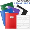 imageSooez 6 Pack Folders with Pockets 3 Hole Punched Plastic Pockets Folders for 3 Ring Binder with Labels Heavy Duty 2Pocket Binder Folder for Document Colored File Folders Letter SizeDeep