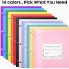 imageSooez 6 Pack Folders with Pockets 3 Hole Punched Plastic Pockets Folders for 3 Ring Binder with Labels Heavy Duty Binder Folder 2Pocket Folder for Document Colored File Folders Letter SizeDark Green