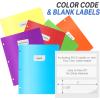 imageSooez 6 Pack Folders with Pockets 3 Hole Punched Plastic Pockets Folders for 3 Ring Binder with Labels Heavy Duty Binder Folder 2Pocket Folder for Document Colored File Folders Letter SizeBright