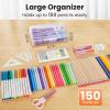 imageSooez 6 Pack Pencil Box Hard Pencil Boxes for School Supplies Bulk Large Plastic Pencil Case with Lid Clear Pencil Container Stackable School Boxes Crayon Boxes Bulk for KidsClear