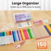 imageSooez 6 Pack Pencil Box Hard Pencil Boxes for School Supplies Bulk Large Plastic Pencil Case with Lid Clear Pencil Container Stackable School Crayon Boxes Bulk for KidsPink