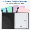 imageSooez Art Portfolio 9x12 24 Pockets with 24 Black Paper Binder with Plastic Sleeves Display 48 Pages Presentation Book for Artwork Folders Binder for Office SchoolPurple