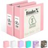 imageSooez BinderX Extra Durable 3 Inch 3 Ring Binder DRing Large Binder Holds 670 Sheets of 85x11 Paper Customizable View Cover with Inside Pockets Heavy Duty 3 Ring Binder for School Olive GreenPink