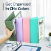 imageSooez BinderX Extra Durable 3 Inch 3 Ring Binder DRing Large Binder Holds 670 Sheets of 85x11 Paper Customizable View Cover with Inside Pockets Heavy Duty 3 Ring Binder for School Olive GreenPastel
