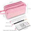imageSooez Large Pencil Case Big Capacity Pencil Pouch Pen Bag with 3 Compartment Portable Canvas Stationery Organizer with Zipper Cute Aesthetic School Supplies for Teen Girls College Pink with PlaidPink with Plaid