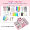 imageSooez Large Pencil Case Big Capacity Pencil Pouch Pen Bag with 3 Compartment Portable Canvas Stationery Organizer with Zipper Cute Aesthetic School Supplies for Teen Girls College Pink with PlaidPink with Plaid