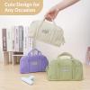 imageSooez Large Pencil Case Pouch Extra Big Pencil Bag with 5 Compartments Pen Case Wide Opening Soft Corduroy Pen Bag Organizer with Zipper Cute Aesthetic School Supplies for Teen Girls PinkBeige