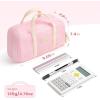 imageSooez Large Pencil Case Pouch Extra Big Pencil Bag with 5 Compartments Pen Case Wide Opening Soft Corduroy Pen Bag Organizer with Zipper Cute Aesthetic School Supplies for Teen Girls PinkBrown with Beige Handle