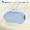imageSooez Large Pencil Case Pouch Soft Corduroy Pencil Bag with Handle Cute Pen Case 5 Compartments Wide Opening Pen Pouch Organizer with Zipper Aesthetic School Supplies for Girls Women BlueBeige