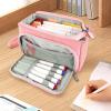 imageSooez Super Large Pencil Case Big Capacity Pencil Bag with 3 Compartments Hold 200 pencils Cute Pencil Pouch with Zipper Portable Stationery Pen Bag Aesthetic School Supplies For Girls PinkHaze Blue
