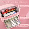 imageSooez Super Large Pencil Case Big Capacity Pencil Bag with 3 Compartments Hold 200 pencils Cute Pencil Pouch with Zipper Portable Stationery Pen Bag Aesthetic School Supplies For Girls PinkHaze Blue