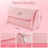 imageSooez Super Large Pencil Case Big Capacity Pencil Bag with 3 Compartments Hold 200 pencils Cute Pencil Pouch with Zipper Portable Stationery Pen Bag Aesthetic School Supplies For Girls PinkBeige