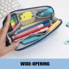 imageSooez WideOpening Pencil Pen Case Lightweight ampamp Spacious Pencil Bag Pouch Box Organizer Aesthetic Supply with Triangular Design for Adults GreyBlue