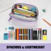 imageSooez WideOpening Pencil Pen Case Lightweight ampamp Spacious Pencil Bag Pouch Box Organizer Aesthetic Supply with Triangular Design for Adults GreyPurple