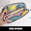 imageSooez WideOpening Pencil Pen Case Lightweight ampamp Spacious Pencil Bag Pouch Box Organizer Aesthetic Supply with Triangular Design for Adults GreyWhite