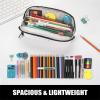 imageSooez WideOpening Pencil Pen Case Lightweight ampamp Spacious Pencil Bag Pouch Box Organizer Aesthetic Supply with Triangular Design for Adults GreyWhite
