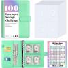 imageSooez 100 Envelopes Money Saving Challenge Savings Challenges Book with Envelopes ampamp Challenge Tracker Motivational Process to Save 5050 Money Saving Binder 100 Pocket PreNumbered PurpleGreen