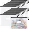 imageSooez 20 Pack Mesh Zipper Pouch with Label Pocket Plastic Zip File Folders Letter Size A4 Zipper Document Bag for Teacher School Office Supplies Classroom Organization Board Game StorageBlack20 Pack All Black