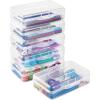 imageSooez 6 Pack Pencil Box Hard Pencil Boxes for School Supplies Bulk Large Plastic Pencil Case with Lid Clear Pencil Container Stackable School Boxes Crayon Boxes Bulk for KidsClear