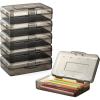 imageSooez 6 Pack Pencil Box Hard Pencil Boxes for School Supplies Bulk Large Plastic Pencil Case with Lid Clear Pencil Container Stackable School Boxes Crayon Boxes Bulk for KidsDark Gray