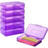 imageSooez 6 Pack Pencil Box Hard Pencil Boxes for School Supplies Bulk Large Plastic Pencil Case with Lid Clear Pencil Container Stackable School Crayon Boxes Bulk for KidsPurple
