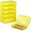 imageSooez 6 Pack Pencil Box Hard Pencil Boxes for School Supplies Bulk Large Plastic Pencil Case with Lid Clear Pencil Container Stackable School Crayon Boxes Bulk for KidsYellow