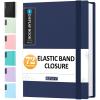 imageSooez 72 Pocket Binder with Plastic Sleeves ampamp Elastic Band Large Capacity 85x11 Presentation Book Display 144 Pages Art Portfolio Document Folder with Clear Sheet Protectors for Office SchoolDark Blue